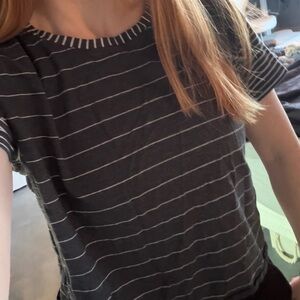 lululemon athletica Black and White Striped Crop Top
